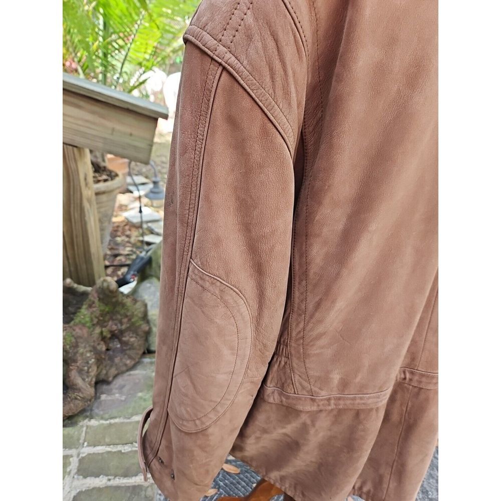 J. Park COUTURE Cognac Brown Leather Jacket PARKA Mid-Length VINTAGE Y2K - Picture 7 of 16